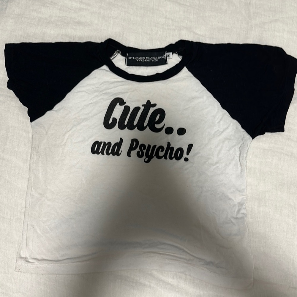 OMighty Cute & Pyscho crop tee M